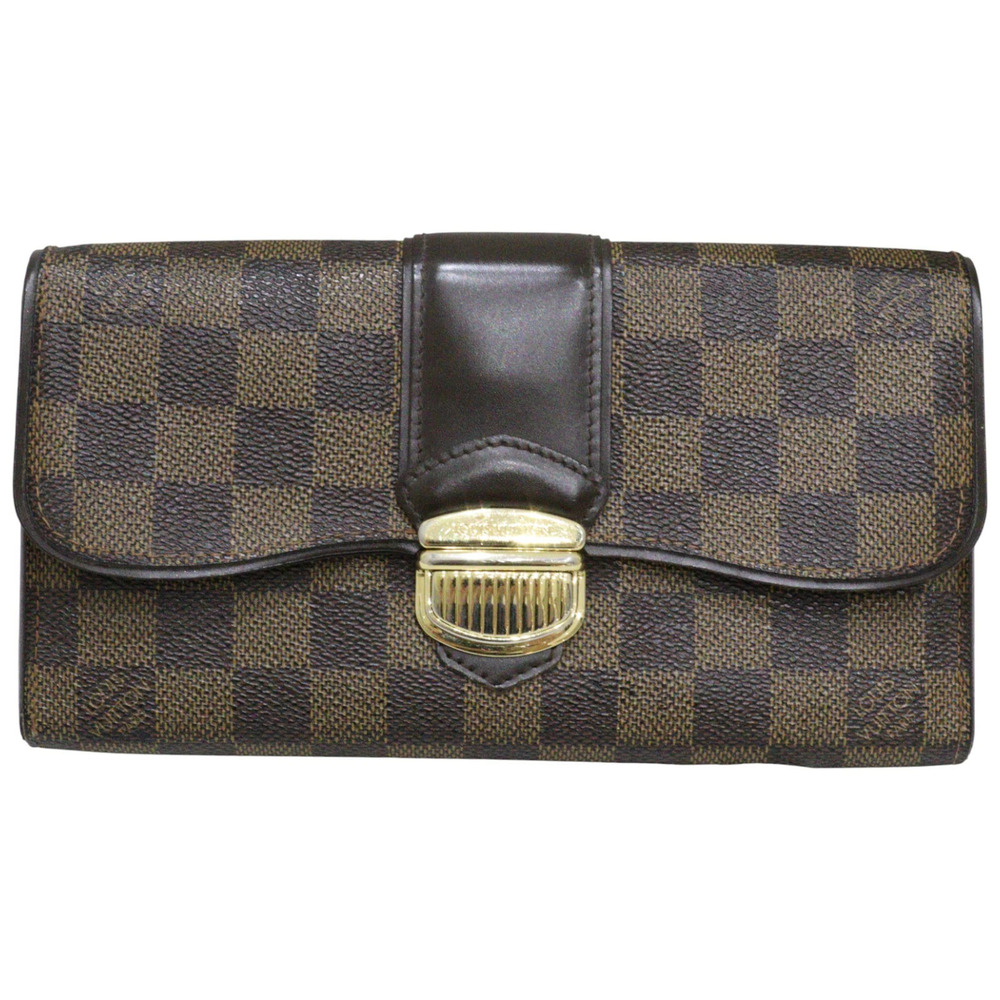 LOUIS VUITTON Portefeuille Sistina Damier Ebene Brown Long Wallet Brown LV
